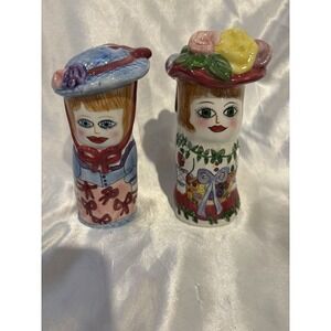 Susan Paley Ganz Hand Painted  5" Salt and Pepper Shakers Set, Stacy And Bonnie